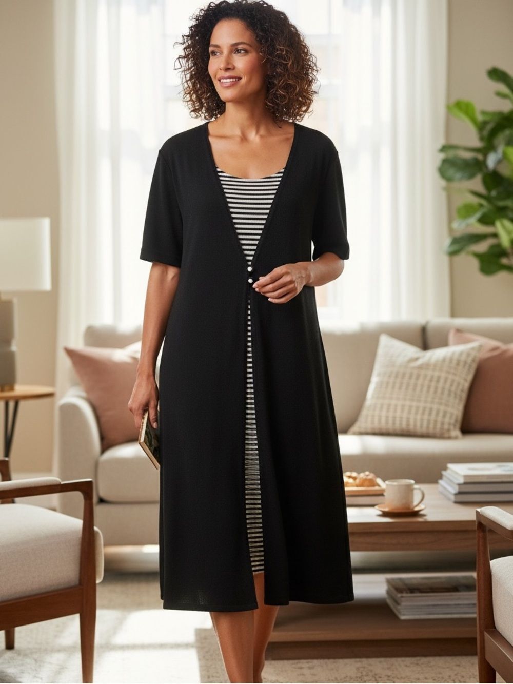 Vintage Sheri Martin New York Woman Twinset Knit Dress Size 14W